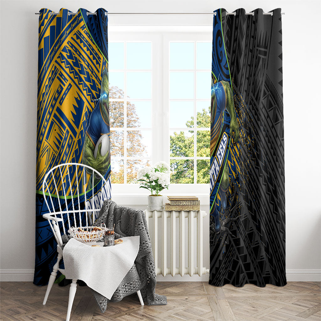 Parramatta Eels Rugby Window Curtain Tribal Polynesian Power Art - Lightning Mascot
