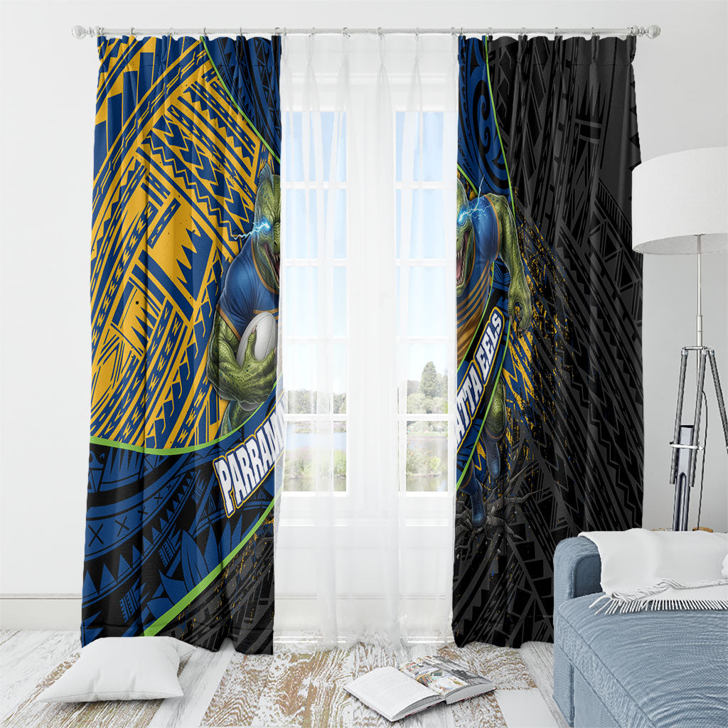 Parramatta Eels Rugby Window Curtain Tribal Polynesian Power Art - Lightning Mascot