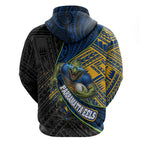 Parramatta Eels Rugby Zip Hoodie Tribal Polynesian Power Art - Lightning Mascot