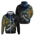 Parramatta Eels Rugby Zip Hoodie Tribal Polynesian Power Art - Lightning Mascot