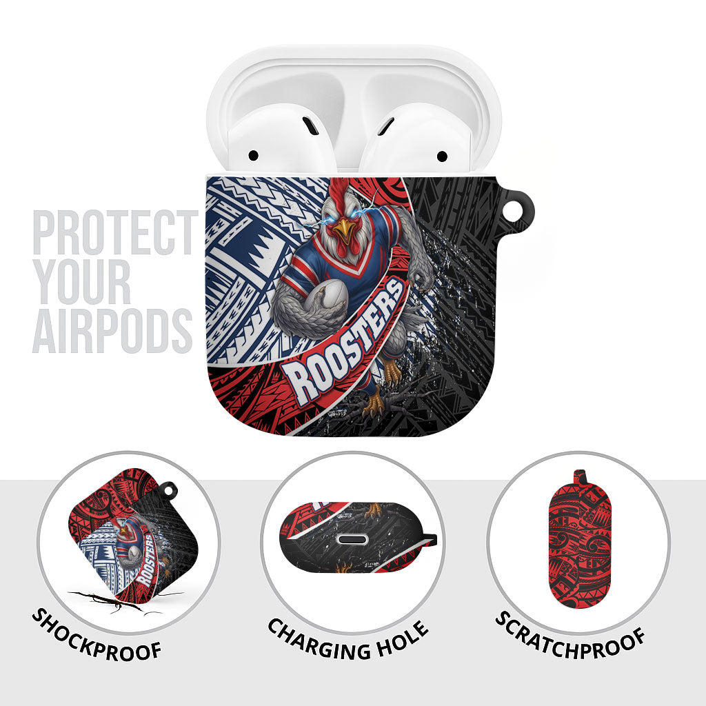 Sydney Roosters Rugby Mascot AirPods Case Tribal Polynesian Power Art - Lightning Mascot