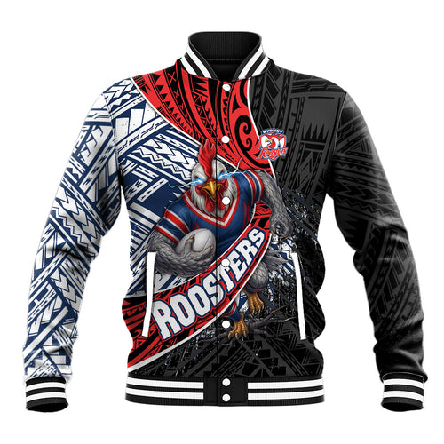 Sydney Roosters Rugby Mascot Baseball Jacket Tribal Polynesian Power Art - Lightning Mascot