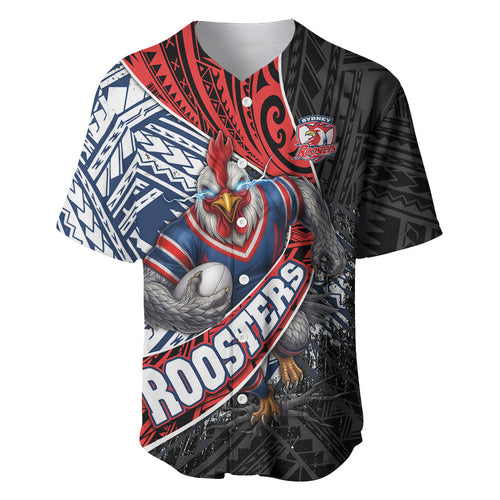 Sydney Roosters Rugby Mascot Baseball Jersey Tribal Polynesian Power Art - Lightning Mascot