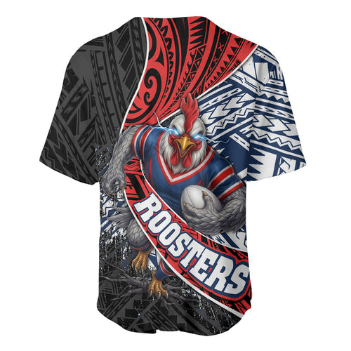 Sydney Roosters Rugby Mascot Baseball Jersey Tribal Polynesian Power Art - Lightning Mascot