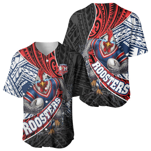 Sydney Roosters Rugby Mascot Baseball Jersey Tribal Polynesian Power Art - Lightning Mascot