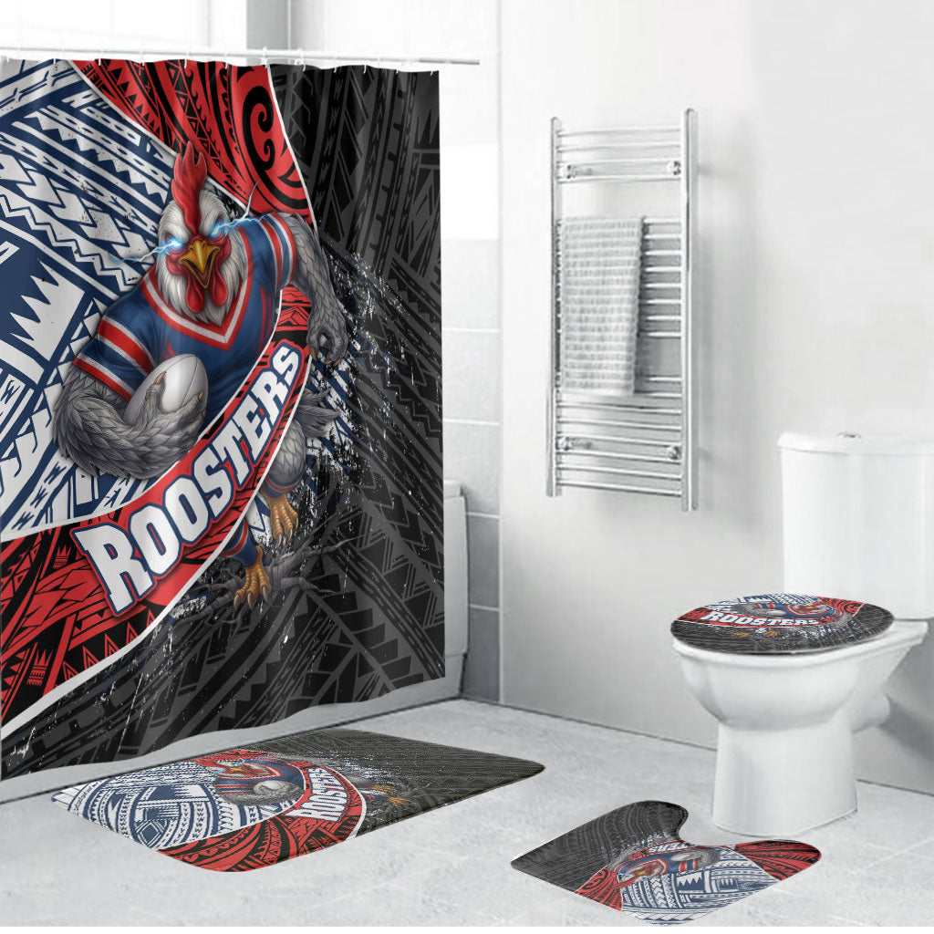 Sydney Roosters Rugby Mascot Bathroom Set Tribal Polynesian Power Art - Lightning Mascot