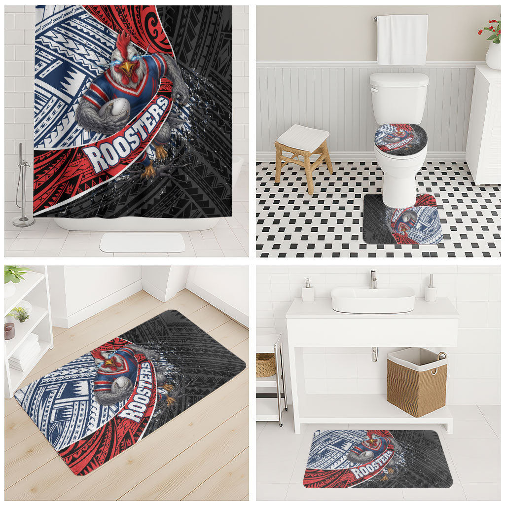 Sydney Roosters Rugby Mascot Bathroom Set Tribal Polynesian Power Art - Lightning Mascot