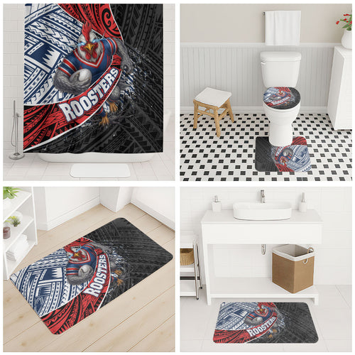 Sydney Roosters Rugby Mascot Bathroom Set Tribal Polynesian Power Art - Lightning Mascot