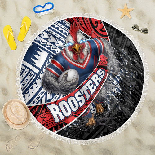 Sydney Roosters Rugby Mascot Beach Blanket Tribal Polynesian Power Art - Lightning Mascot