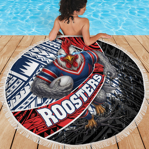 Sydney Roosters Rugby Mascot Beach Blanket Tribal Polynesian Power Art - Lightning Mascot