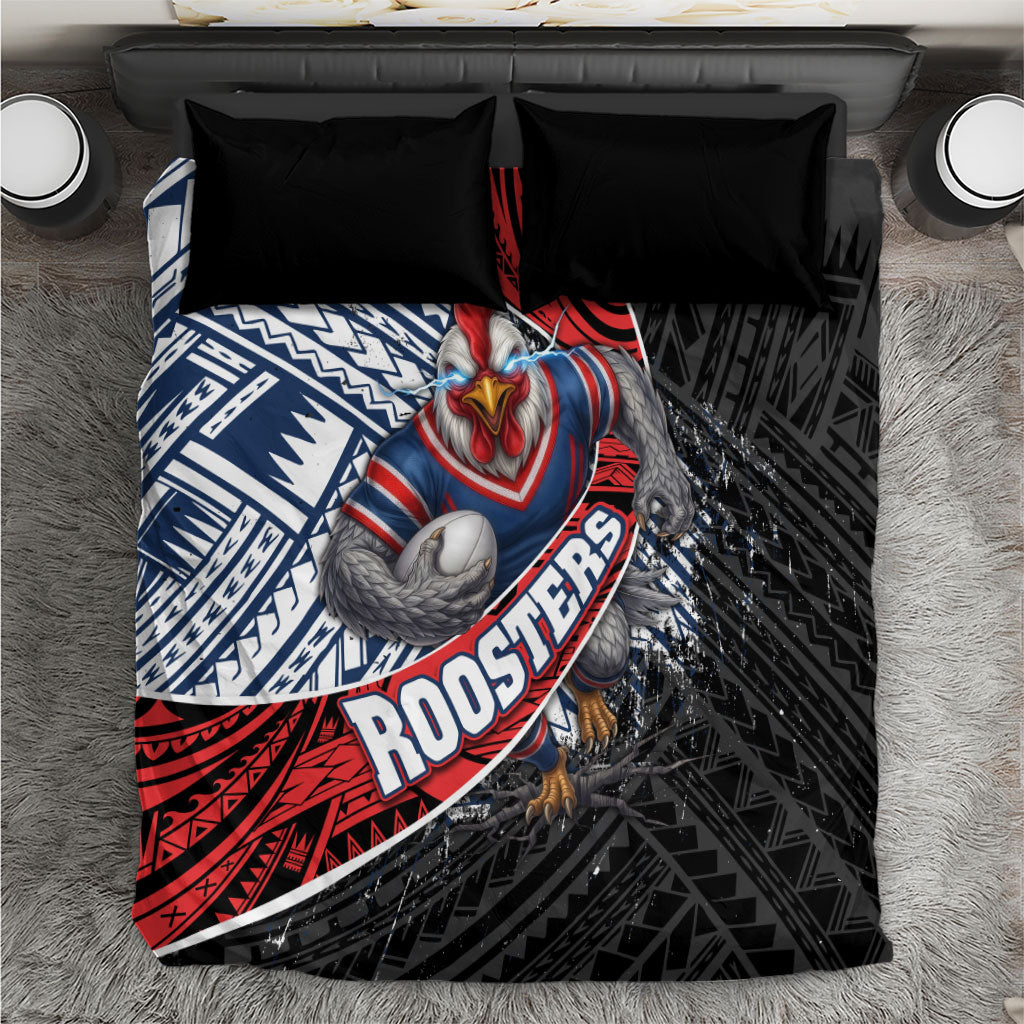 Sydney Roosters Rugby Mascot Bedding Set Tribal Polynesian Power Art - Lightning Mascot