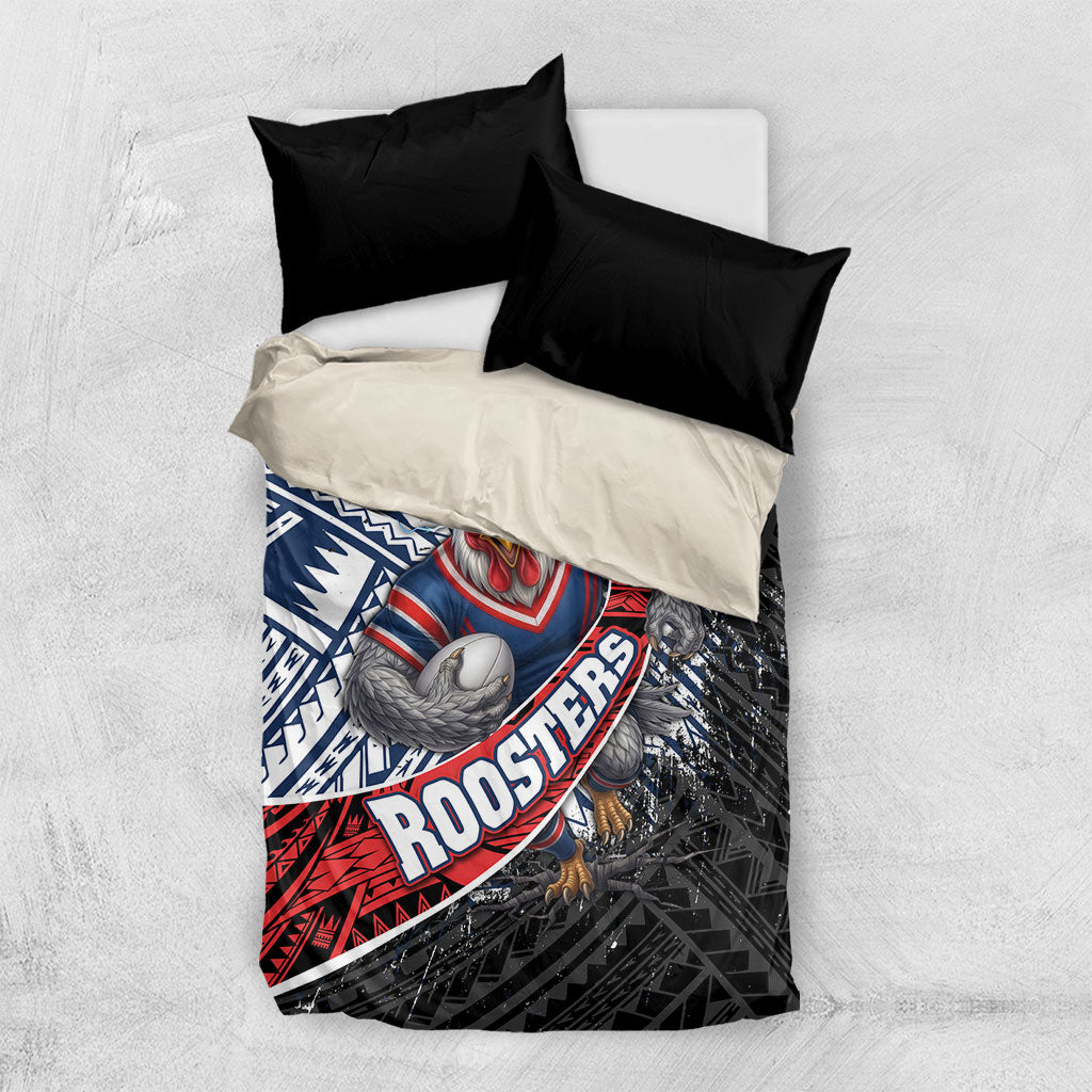 Sydney Roosters Rugby Mascot Bedding Set Tribal Polynesian Power Art - Lightning Mascot
