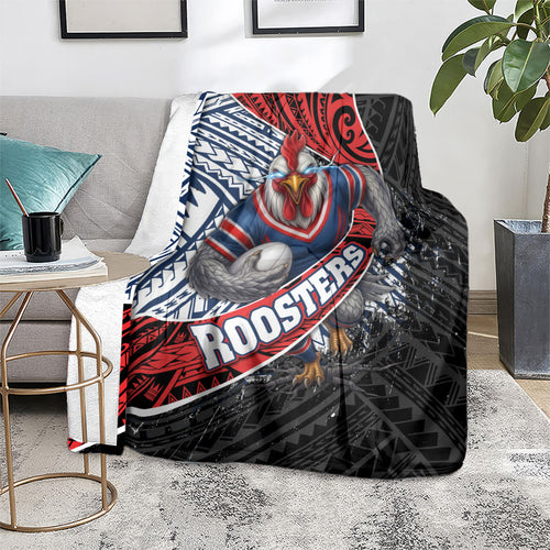 Sydney Roosters Rugby Mascot Blanket Tribal Polynesian Power Art - Lightning Mascot