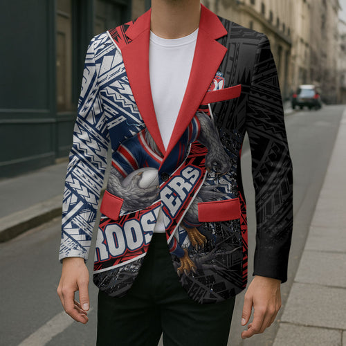 Sydney Roosters Rugby Mascot Blazer Tribal Polynesian Power Art - Lightning Mascot