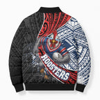 Sydney Roosters Rugby Mascot Bomber Puffer Jacket Tribal Polynesian Power Art - Lightning Mascot