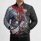 Sydney Roosters Rugby Mascot Bomber Puffer Jacket Tribal Polynesian Power Art - Lightning Mascot