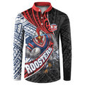 Sydney Roosters Rugby Mascot Button Sweatshirt Tribal Polynesian Power Art - Lightning Mascot