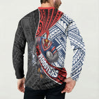 Sydney Roosters Rugby Mascot Button Sweatshirt Tribal Polynesian Power Art - Lightning Mascot