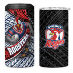 Sydney Roosters Rugby Mascot 4 in 1 Can Cooler Tumbler Tribal Polynesian Power Art - Lightning Mascot