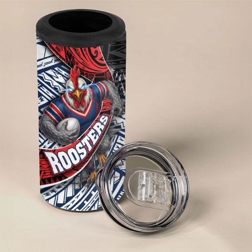 Sydney Roosters Rugby Mascot 4 in 1 Can Cooler Tumbler Tribal Polynesian Power Art - Lightning Mascot