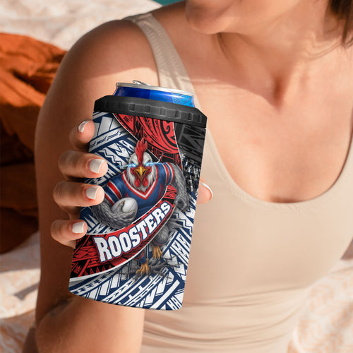 Sydney Roosters Rugby Mascot 4 in 1 Can Cooler Tumbler Tribal Polynesian Power Art - Lightning Mascot