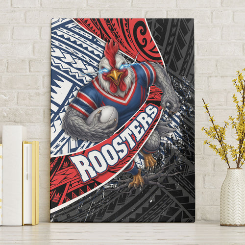 Sydney Roosters Rugby Mascot Canvas Wall Art Tribal Polynesian Power Art - Lightning Mascot