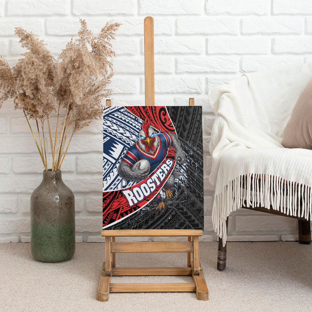 Sydney Roosters Rugby Mascot Canvas Wall Art Tribal Polynesian Power Art - Lightning Mascot
