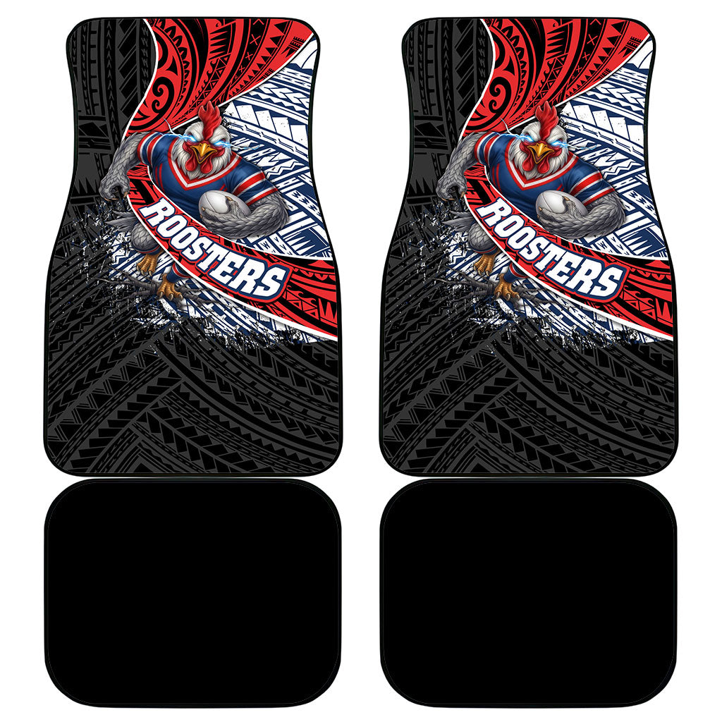 Sydney Roosters Rugby Mascot Car Mats Tribal Polynesian Power Art - Lightning Mascot