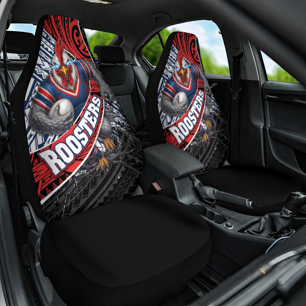 Sydney Roosters Rugby Mascot Car Seat Cover Tribal Polynesian Power Art - Lightning Mascot