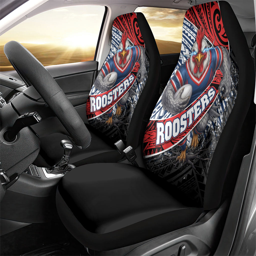 Sydney Roosters Rugby Mascot Car Seat Cover Tribal Polynesian Power Art - Lightning Mascot