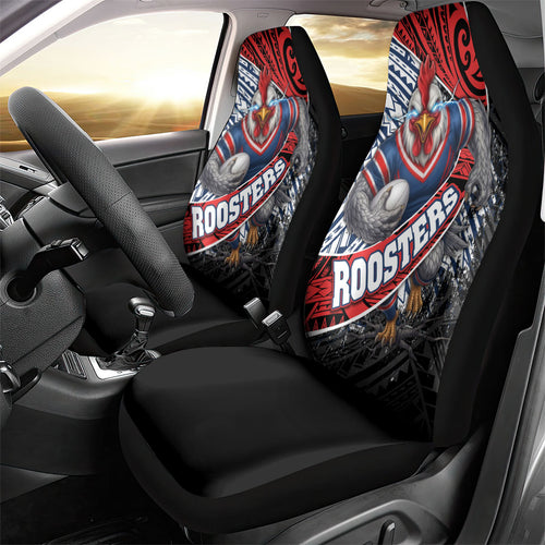 Sydney Roosters Rugby Mascot Car Seat Cover Tribal Polynesian Power Art - Lightning Mascot