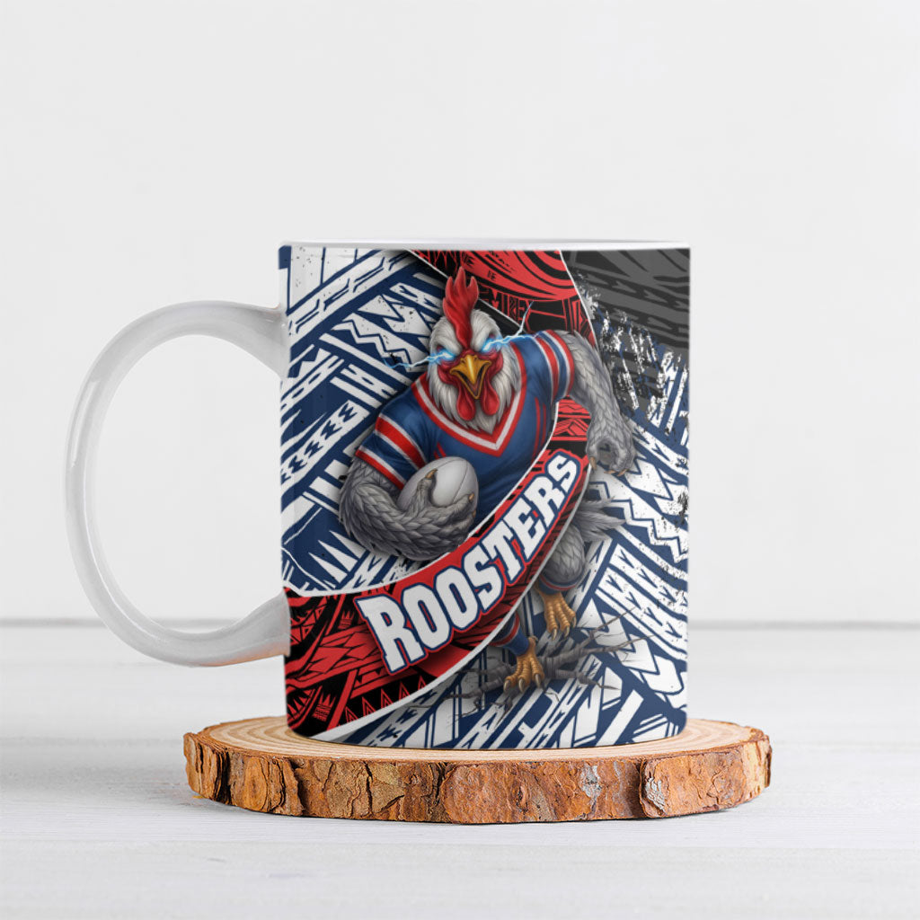 Sydney Roosters Rugby Mascot Ceramic Mug Tribal Polynesian Power Art - Lightning Mascot