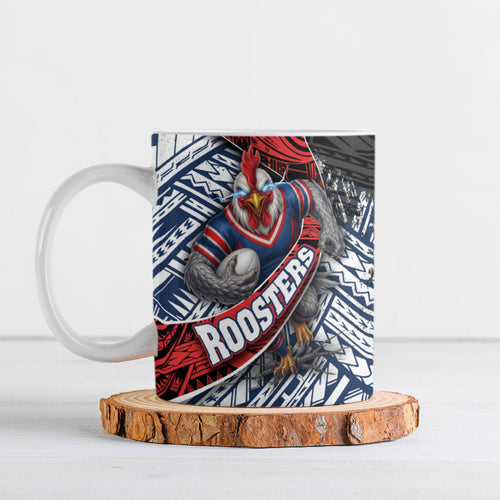Sydney Roosters Rugby Mascot Ceramic Mug Tribal Polynesian Power Art - Lightning Mascot
