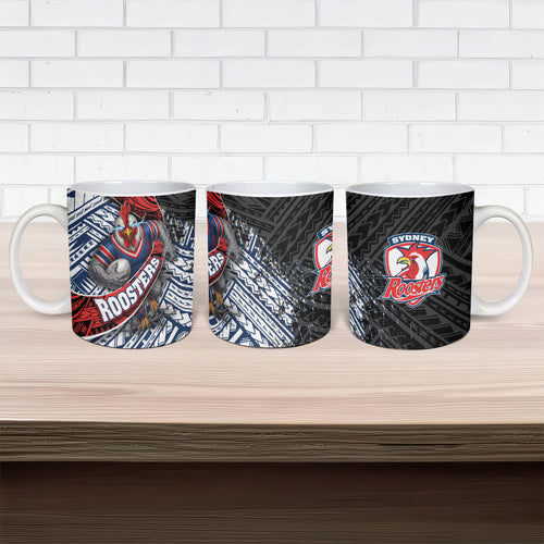 Sydney Roosters Rugby Mascot Ceramic Mug Tribal Polynesian Power Art - Lightning Mascot