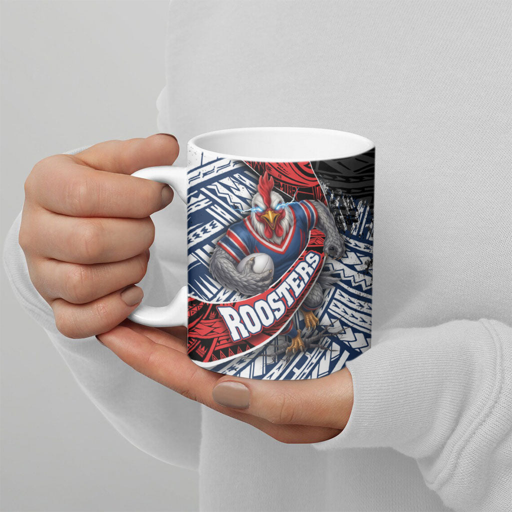 Sydney Roosters Rugby Mascot Ceramic Mug Tribal Polynesian Power Art - Lightning Mascot