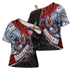 Sydney Roosters Rugby Mascot Cross Shoulder Shirt Tribal Polynesian Power Art - Lightning Mascot
