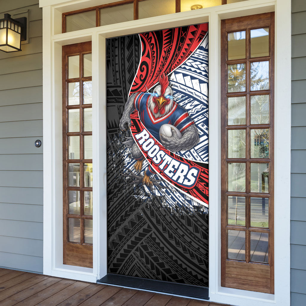 Sydney Roosters Rugby Mascot Door Cover Tribal Polynesian Power Art - Lightning Mascot