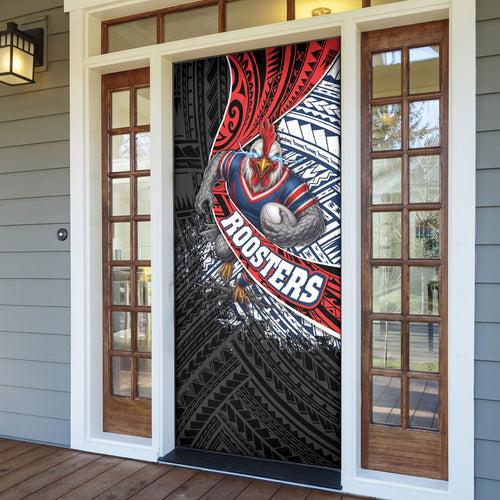 Sydney Roosters Rugby Mascot Door Cover Tribal Polynesian Power Art - Lightning Mascot