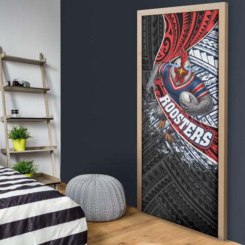Sydney Roosters Rugby Mascot Door Cover Tribal Polynesian Power Art - Lightning Mascot