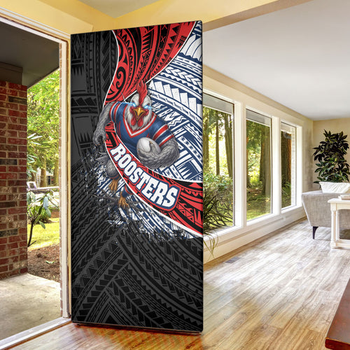 Sydney Roosters Rugby Mascot Door Cover Tribal Polynesian Power Art - Lightning Mascot