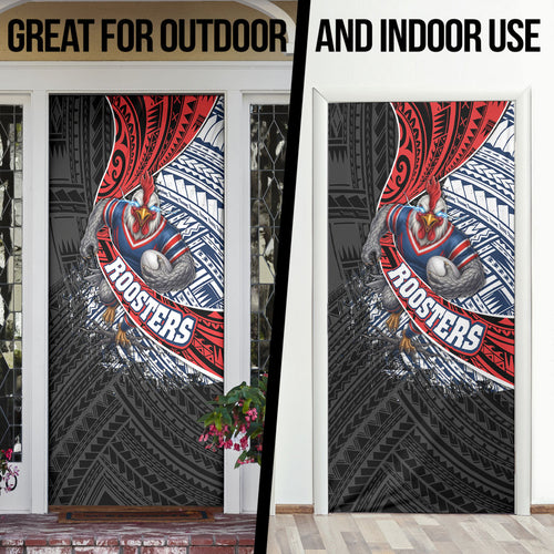 Sydney Roosters Rugby Mascot Door Cover Tribal Polynesian Power Art - Lightning Mascot