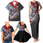 Sydney Roosters Rugby Mascot Family Matching Tank Maxi Dress and Hawaiian Shirt Tribal Polynesian Power Art - Lightning Mascot