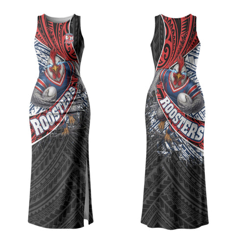 Sydney Roosters Rugby Mascot Family Matching Tank Maxi Dress and Hawaiian Shirt Tribal Polynesian Power Art - Lightning Mascot