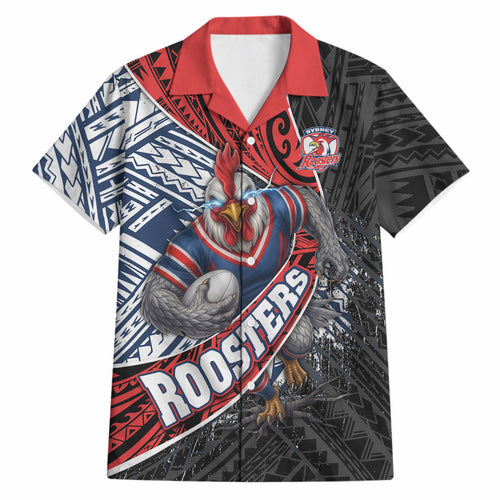 Sydney Roosters Rugby Mascot Hawaiian Shirt Tribal Polynesian Power Art - Lightning Mascot