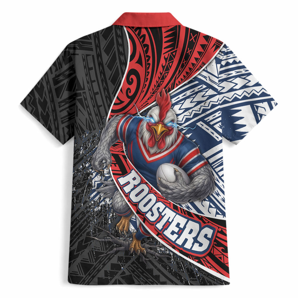 Sydney Roosters Rugby Mascot Hawaiian Shirt Tribal Polynesian Power Art - Lightning Mascot