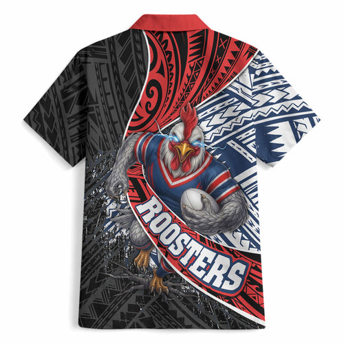 Sydney Roosters Rugby Mascot Hawaiian Shirt Tribal Polynesian Power Art - Lightning Mascot