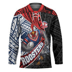 Sydney Roosters Rugby Mascot Hockey Jersey Tribal Polynesian Power Art - Lightning Mascot