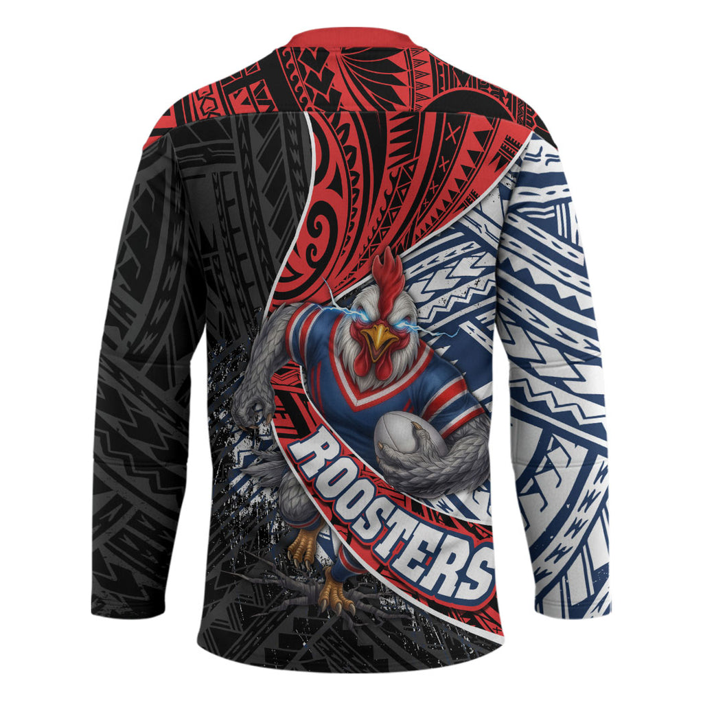 Sydney Roosters Rugby Mascot Hockey Jersey Tribal Polynesian Power Art - Lightning Mascot