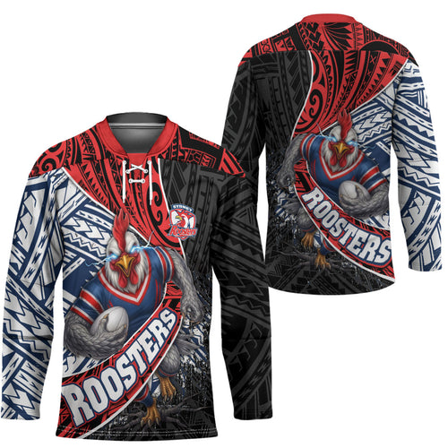 Sydney Roosters Rugby Mascot Hockey Jersey Tribal Polynesian Power Art - Lightning Mascot