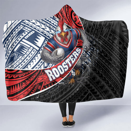 Sydney Roosters Rugby Mascot Hooded Blanket Tribal Polynesian Power Art - Lightning Mascot